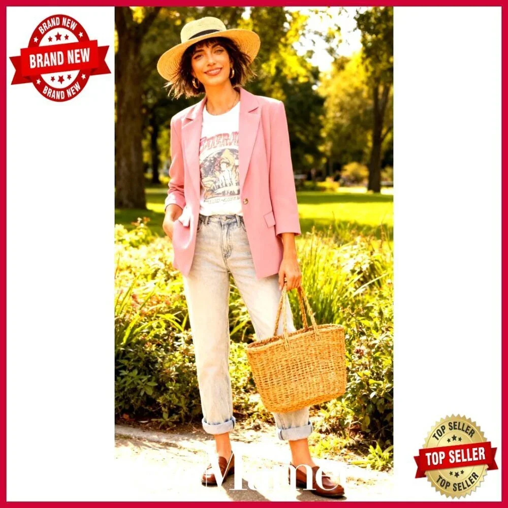 Long Sleeve Blazer with Pockets, Regular Fit, Polyester Blend, S-XL